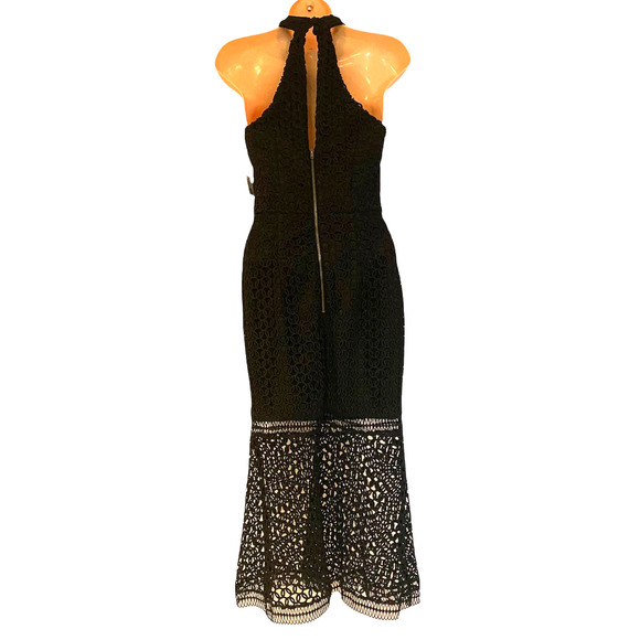 JARLO Crochet Mermaid Halter Sheath Cocktail Club Formal Midi Dress - Picture 5 of 13
